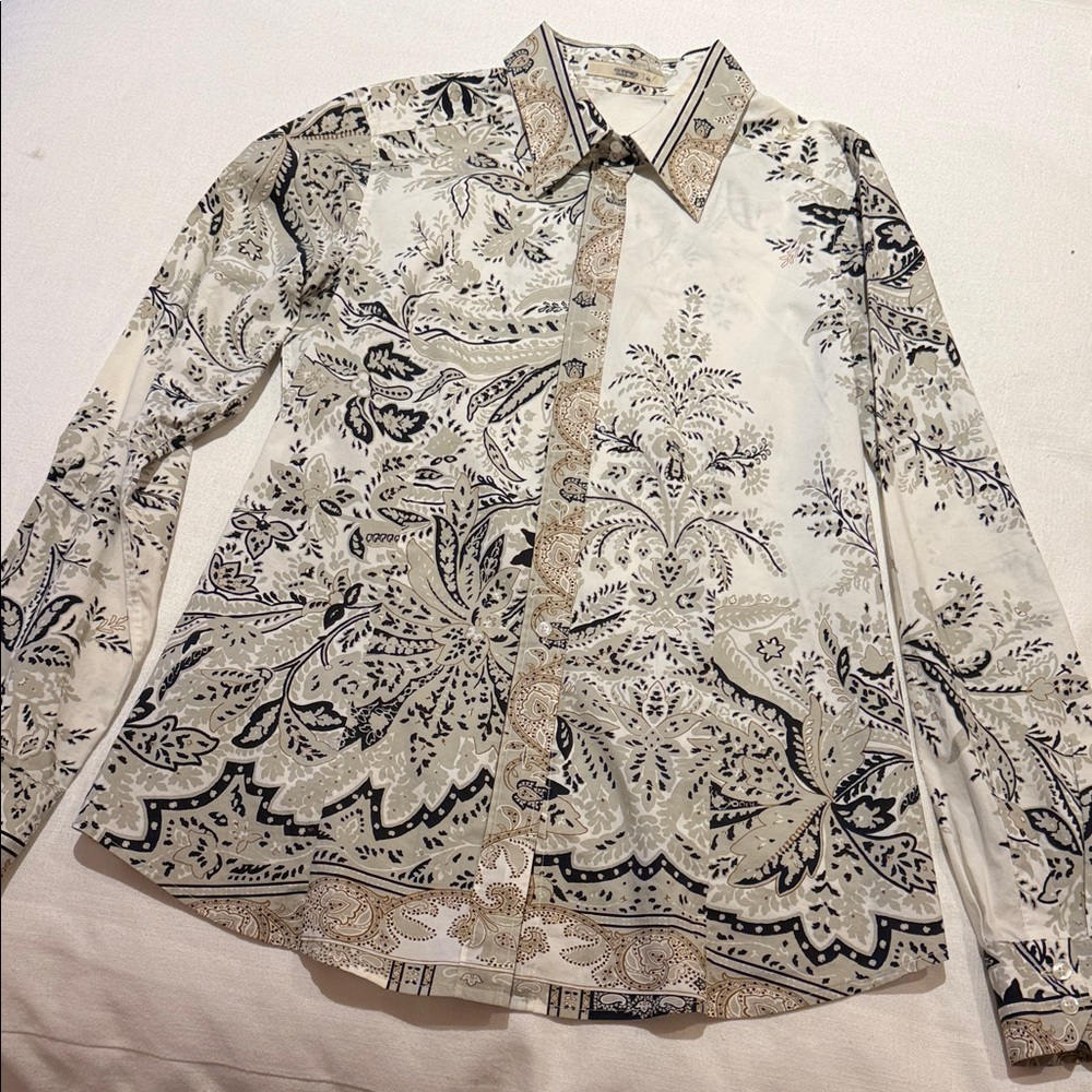 Etro Floral Pattern Shirt in Black and Cream